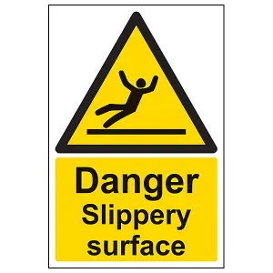 Danger Slippery Surface - Warning Sign - Adhesive Vinyl 200x300mm (x3)