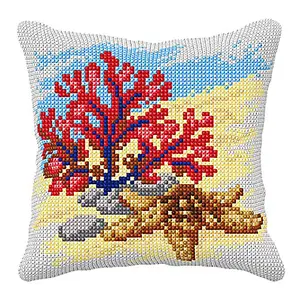 Cross Stitch Kit: Cushion: Large: Coral and Starfish