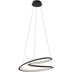 Textured Black Modern Ceiling Pendant Light Fitting - Integrated LED Tape Module