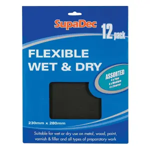 SupaDec Wet & Dry Sandpaper (Pack of 12) Black (One Size)