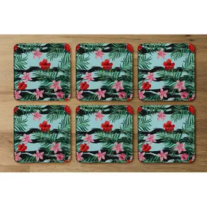 Square 6 Piece Coaster Set (Set of 6) Tropical Palm