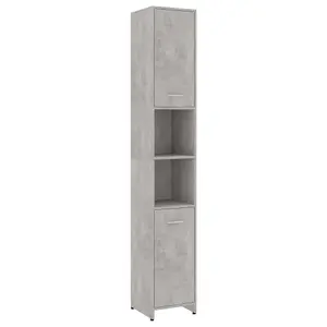 Berkfield Bathroom Cabinet Concrete Grey 30x30x183.5 cm Engineered Wood