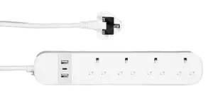 Daewoo Four Way Extension Lead Socket 4 Gang Smart Power Strip with USB Ports & compatible with Alexa Google Home