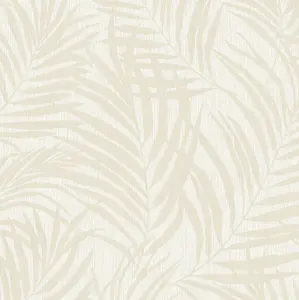 Grandeco Maui Palm Frond Leaf Textured Wallpaper, Neutral