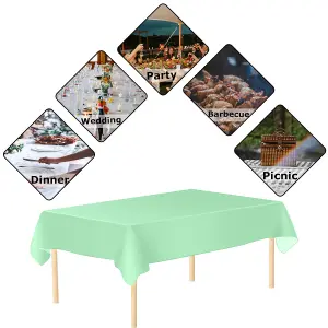 Green Plastic Table Cover, Disposable Wipe Clean Waterproof Tablecloth - 54"x72"