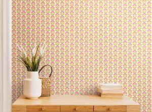 Hoopla Walls Retro Flower Rose & Apple Smooth Matt Wallpaper