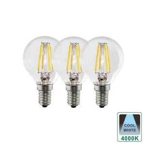 Harper Living 4.5 Watts E14 LED Bulb Clear Golf Ball Cool White Dimmable, Pack of 3