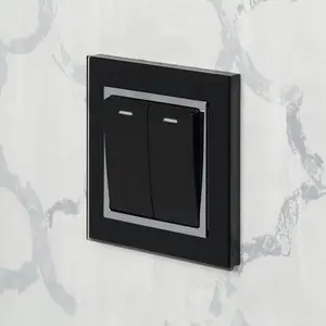 Crystal CT 2 Gang Rocker Light Switch  Black Black