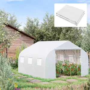 Outsunny Walk In Greenhouse Cover Replacement Growhouse PE Cover 4.5x3x2m White