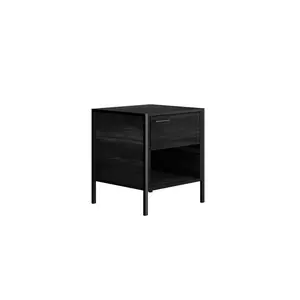 Leola 1 Drawer Bedside Table Distressed Black