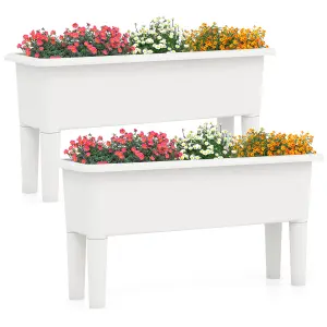 Costway 2 PCS Raised Garden Beds Outdoor Plastic Planter Box w/ Detachable Legs