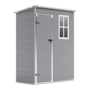 5 x 3 ft Pent Plastic Shed Garden Storage Shed with Floor and Window,Grey