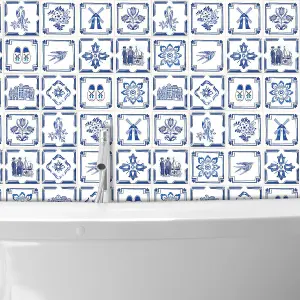 24 Pieces 15x15cm Dutch Blue Tile Stickers