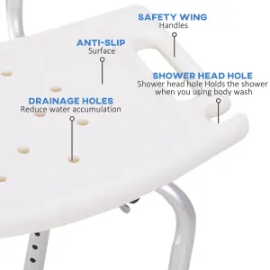 HOMCOM Bath Chair Shower Seat Safety Bathroom Elderly Aids Adjustable Positions