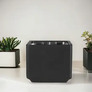 Moda Black Ceramic Cube Plant Pot. H12cm