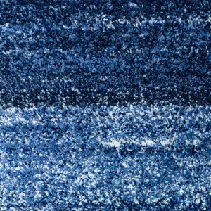 Super Soft Navy Blue Mottled Striped Shaggy Area Rug 120x170cm