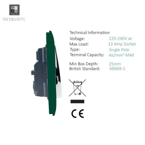 Trendiswitch DARK GREEN 2 Gang Long Switched Socket