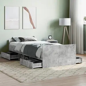 Berkfield Bed Frame with Headboard and Footboard Concrete Grey 90x200 cm