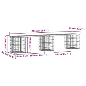 Berkfield Garden Bench Gabion Design 203x31x42 cm Impregnated Wood Pine