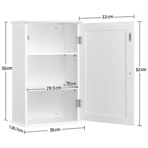 Yaheetech White Wall Mounted Cabinet Storage with 3 Tiers Adjustable Shelf