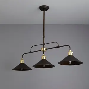 Inlight Alfie Pendant Matt Metal Bronze effect 3 Lamp LED Ceiling light