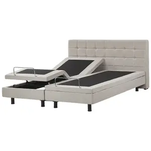 Fabric EU Super King Size Adjustable Bed Beige DUKE