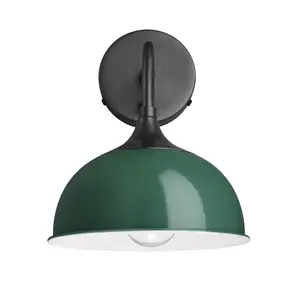 Industville Chelsea Dome Wall Light, 8 Inch, Dark Green, Pewter Holder