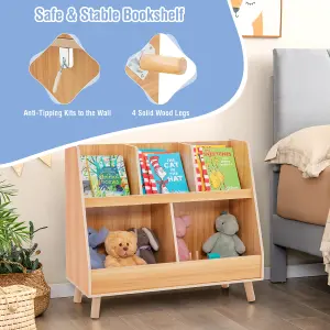 Costway 5-Cubby Kids Toy Storage Organizer Wooden Children Bookcase Bookshelf Cabinet