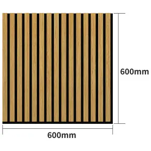 Urban Textures Teak Square Acoustic Wall Panel Sound Absorbing Decorative Wooden Slat Wall Panel 600mm x 600mm x 21mm