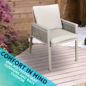 Dellonda Fusion Outdoor Garden Dining Chairs & Cushions, Set of 4, Light Grey