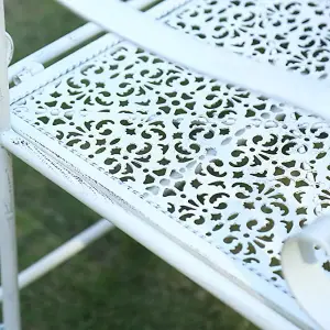 Metal Garden Bench Seat Patio Furniture Foldable Antique White Beautiful Shabby Chic Handmade Vintage (Andalusia)