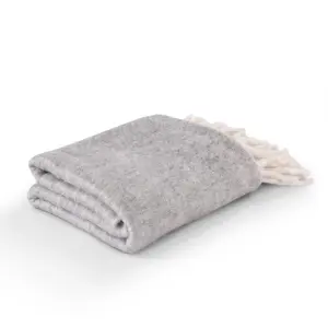 Nevni Mohair Style Light Weight Soft & Cozy Single Cotton Blanket -125 x 150 cm, Light Grey