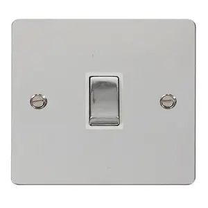 Flat Plate Polished Chrome 1 Gang 20A Ingot DP Switch - White Trim - SE Home