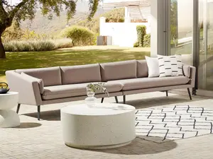 Outdoor Upholstered Sofa Garden Sofa LORETELLO Polyester Beige 4 Seater