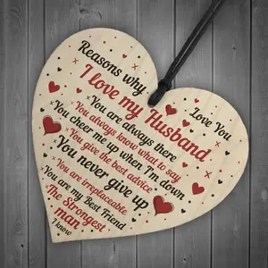 Red Ocean Wooden Heart Valentines Day Gift For Husband 10 Reasons Why I Love You Keepsake Plaque Anniversary Romantic Gifts