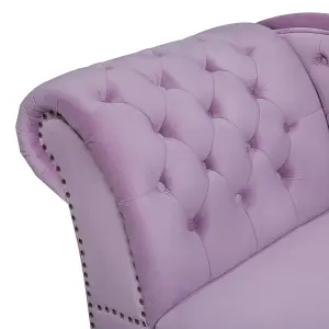 Left Hand Chaise Lounge Velvet Light Violet NIMES