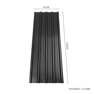 12 Pcs Black Coated Metal Roofing Sheet Corrugated Shed Panels,L 115 cm x W 45 cm x T 0.27 mm