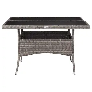 Berkfield Outdoor Dining Table Grey Poly Rattan and Glass