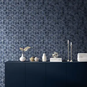 Muriva Blue Marble Metallic effect Embossed Wallpaper