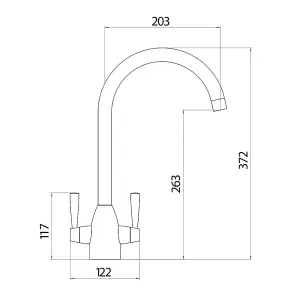 Milan Twin Lever Kitchen Mixer Tap In Brushed Nickel