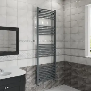 Right Radiators 1800x600 mm Curved Heated Towel Rail Radiator Bathroom Ladder Warmer Anthracite