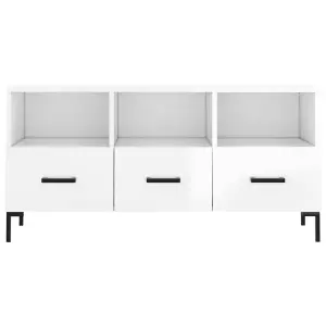 Berkfield TV Cabinet High Gloss White 102x36x50 cm Engineered Wood