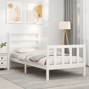 Berkfield Bed Frame with Headboard White 90x190 cm Solid Wood