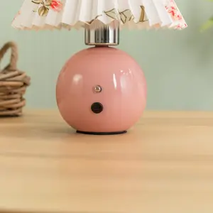 ValueLights Pink Floral Touch Button Rechargeable Table Lamp