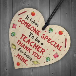 Handmade Thank You Teacher Gift Wood Heart Leaving School Nursery Preschool Gift