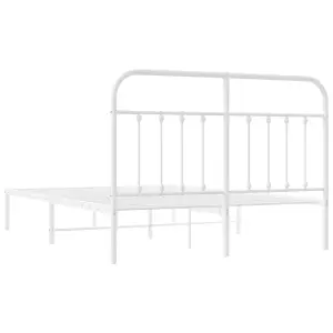 Berkfield Metal Bed Frame with Headboard White 140x190 cm