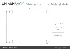 Crystal Clear Glass Kitchen Splashback (Brass Cap) 900mm x 750mm