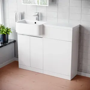 Nes Home 1000mm Left Hand Freestanding White Cabinet with Basin & WC Unit