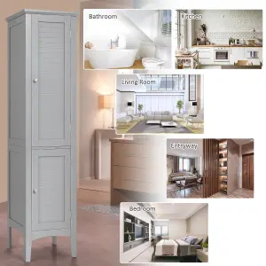 Costway 5-Tier Bathroom Freestanding High Cabinet Storage Cabinet Organizer w/ 2 Shelves