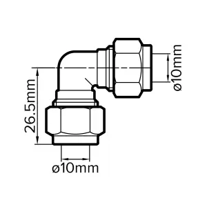 Plumbsure Compression 90° Pipe elbow (Dia)10mm 10mm